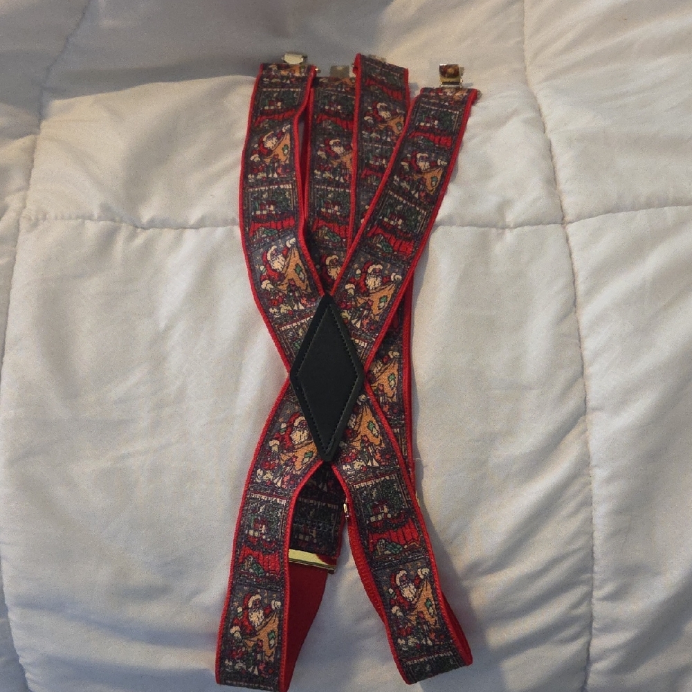 Vintage Christmas & Santa Patterned Suspenders